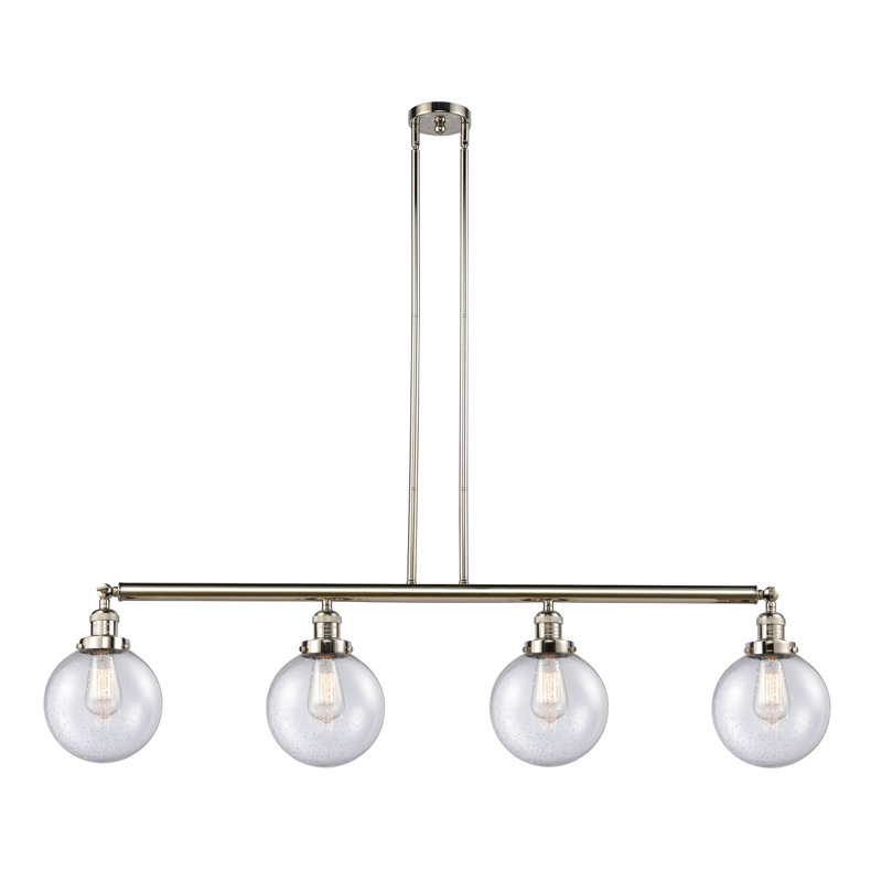 Clementina 4 - Light Kitchen Island Pendant, Matte White Cased, Polished Nickel, 6 Watt Vinage LED Bulb