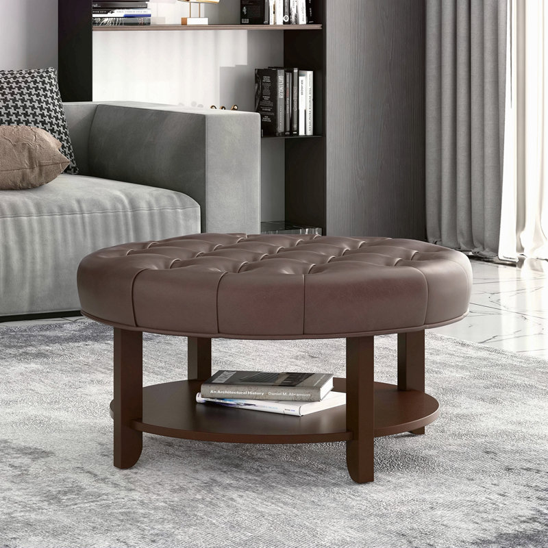 OTTOMAN ROND, Marron foncé