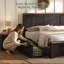 Farmhouse Panel Bed with Side Storage Drawers and Two-Tone Wood Finish-444795438-446035309
