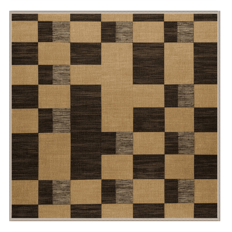 Tapis brun à carreaux lavable à la machine, Carré 8 pi