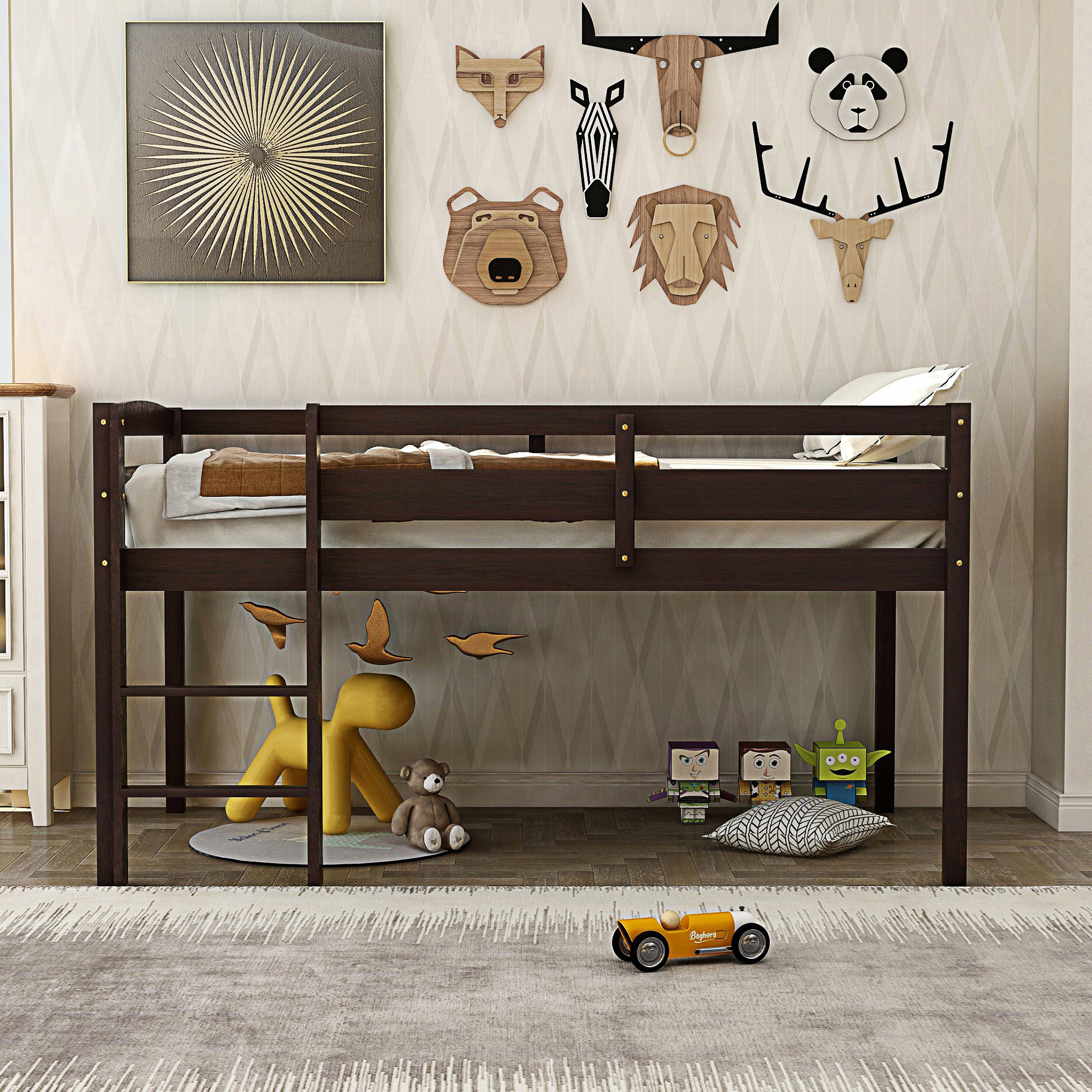 Ebern Designs Twin Loft Bed, Low Loft Bed With Ladder - Wayfair Canada
