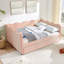 Lit de jour en vichy double avec couchette simple sans sommier, avec port USB et adorable tissu en forme de vague-1837932110