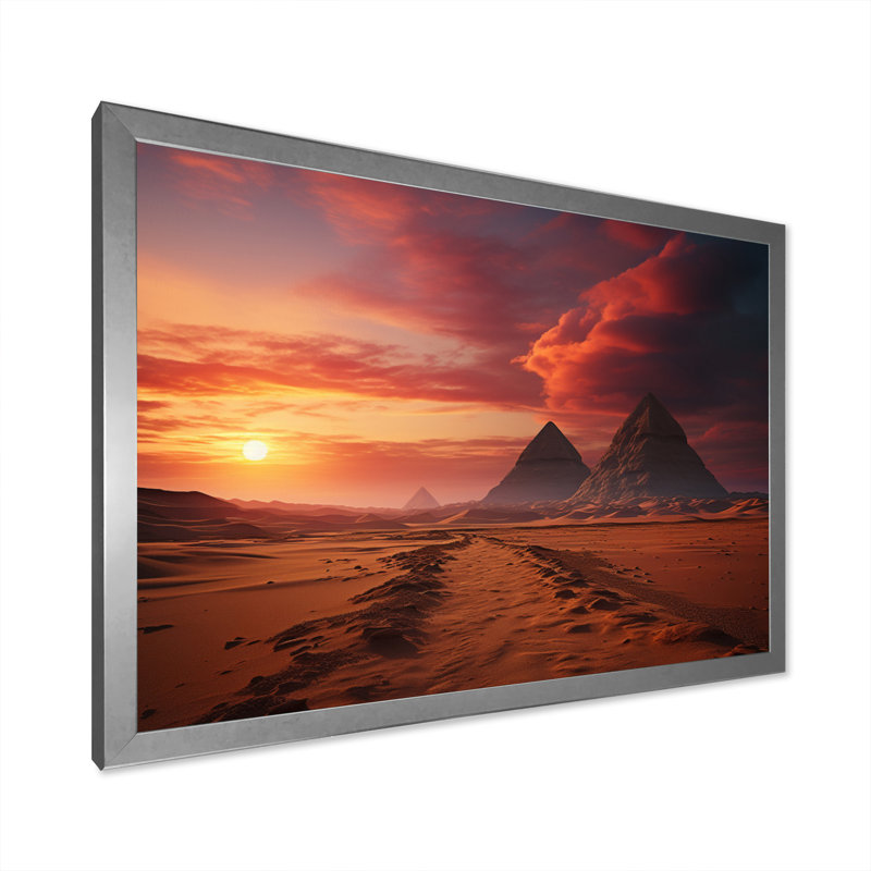 Égypte, paysage des sables éternels - reproduction sur toile, H 34 po x l 44 po x P 1,5 po, Cadre photo argenté