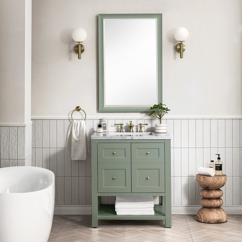 Breckenridge 30'' W Single Vanity, Charcoal Soapstone, Smokey Celadon, 8" Widespread