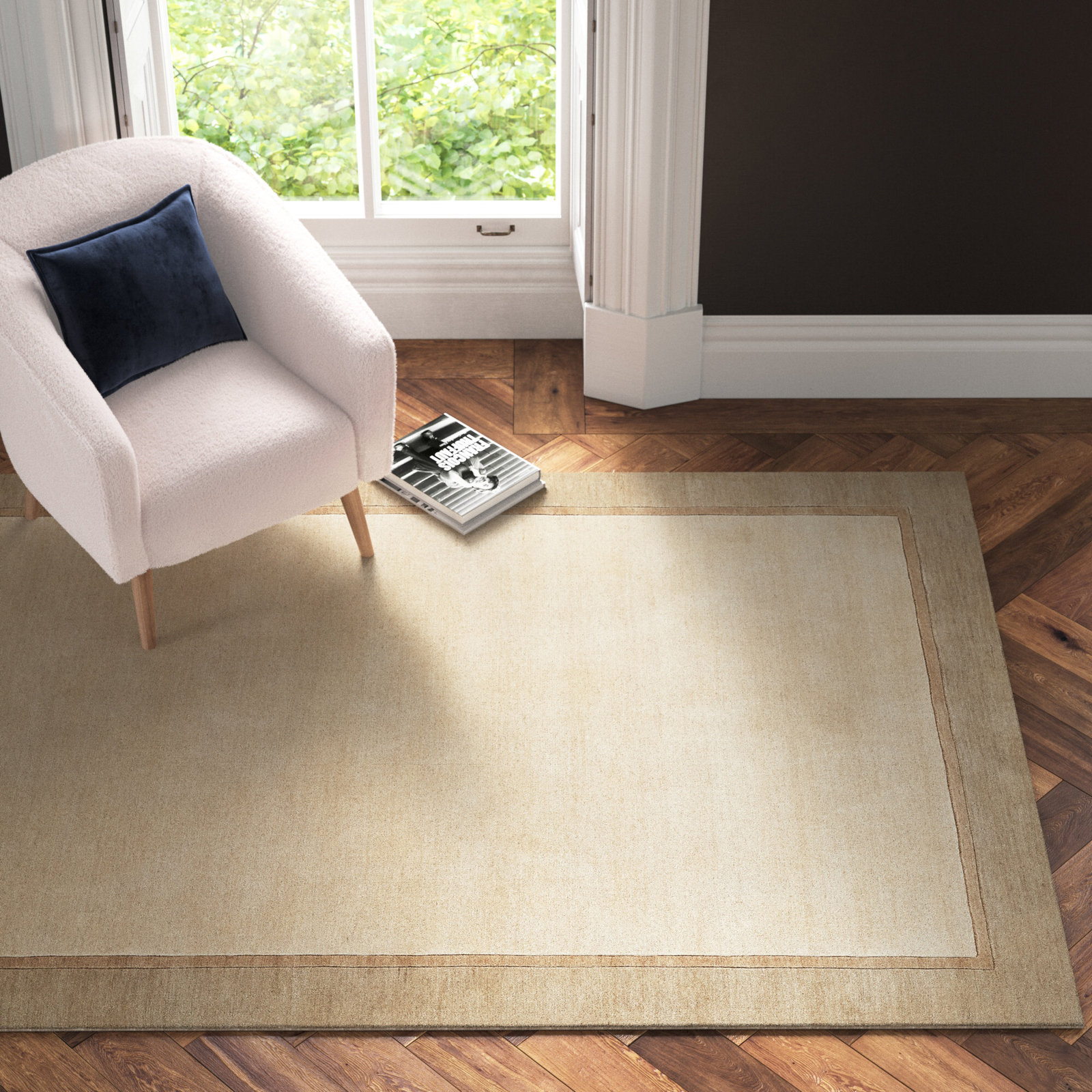 Zaley Gray Taupe Hand-Tufted Wool Rug, Rectangle 3'6" x 5'6"