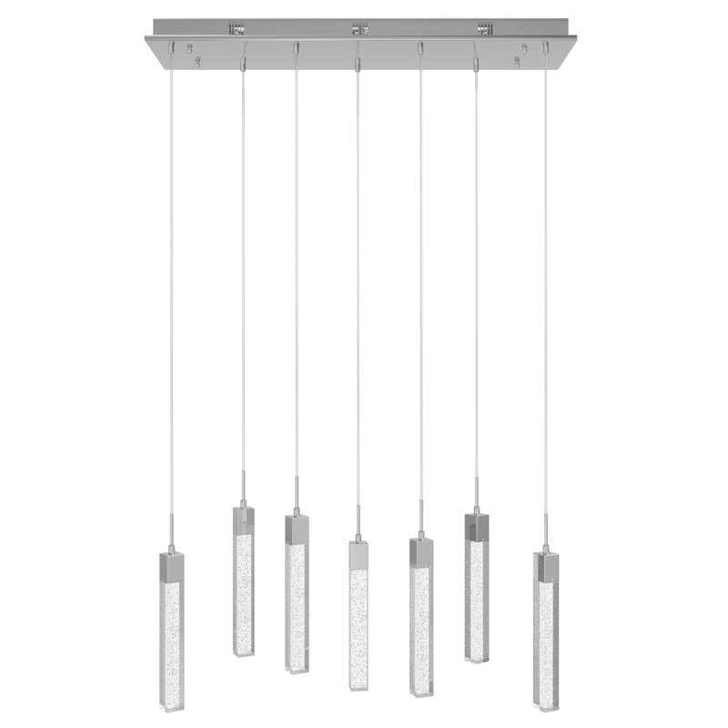 The Original Glacier 7 - Light LED Pendant, Chrome, Bubbled Glacier K9
