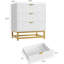 Commode blanche à 3 tiroirs avec pieds en métal, commode de rangement moderne pour chambre à coucher, salon