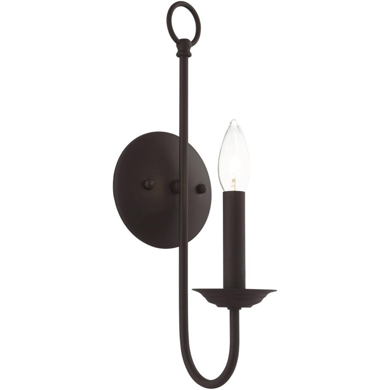 Wall Sconce with Steel Base - 5" Industrial Light Fixture, Bronze