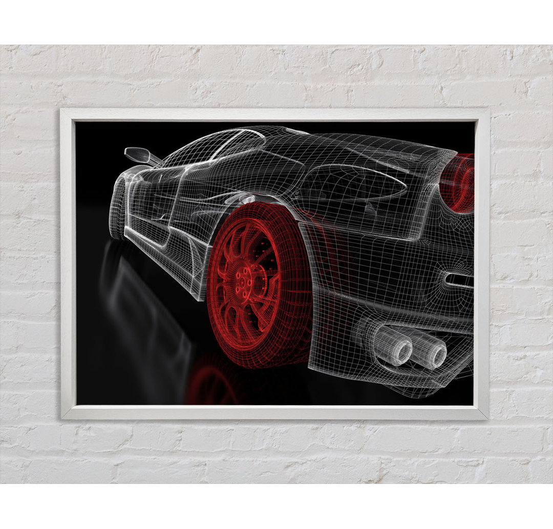 Wireframe Ferrari 2 - Einzelner Bilderrahmen Kunstdrucke auf Leinwand