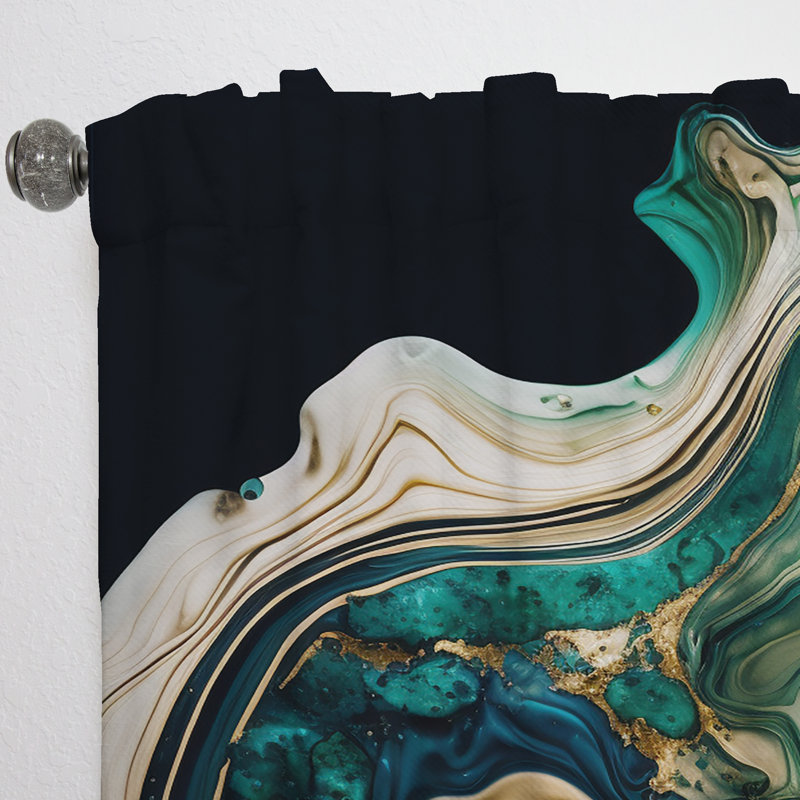 Abstract Geode Marble I - Abstract Marble Room Darkening Abstract Curtain - 1 Panel, L 52 po x L 108 po