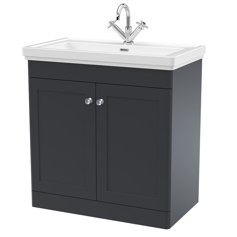 Classique 800mm Free-standing Single Bathroom Vanity with Vitreous China Vanity Top, Satin Anthracite