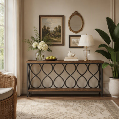 70.9" Console Table, Industrial Sofa Table 2-Tier Entryway Accent Table