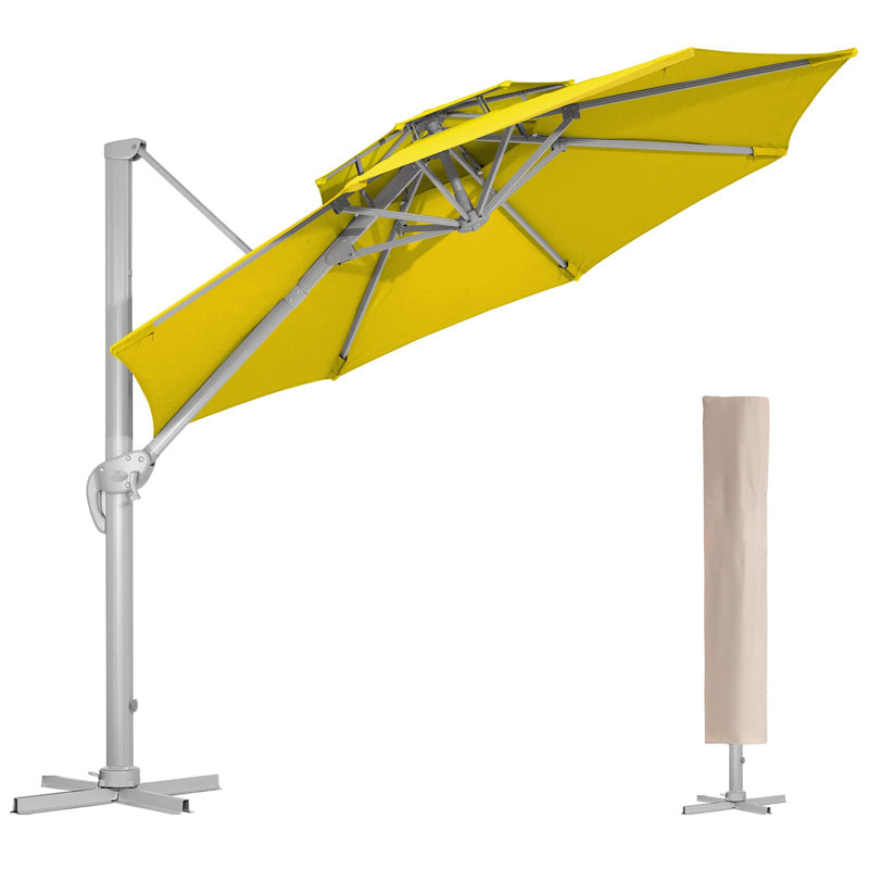 Parasol en porte-à-faux tout aluminium de 132 po Beeta, Jaune