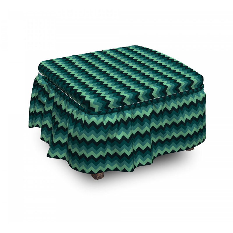 Ensemble de housse pour repose-pieds à coussins carrés 2 pièces à cadre géométrique chevron