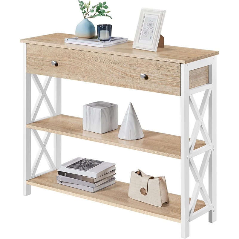 Ebeling 254cm Console Table, Light Brown, White