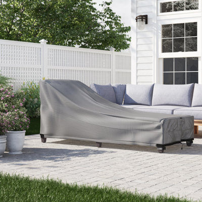 Premium Chaise Lounge Chair Cover - Breathable, Heavy-Duty Cover with Water-Resistant PVC liner, Adjustable Elastic Hem, Click-Close Straps, and Air V by Freeport Park