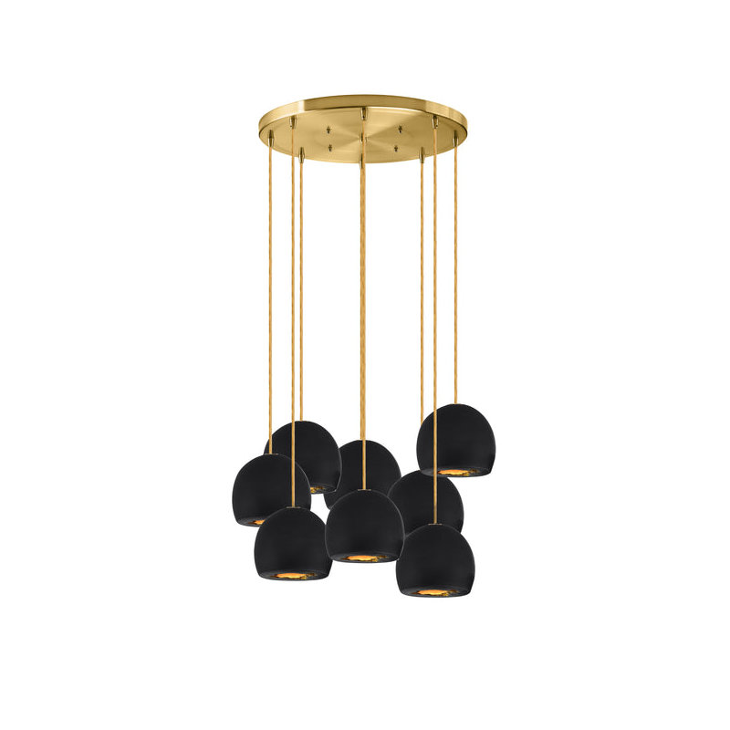 8 - Light Chandelier, 36" H x 24" W x 24" D, Brass, Matte Black/Brass
