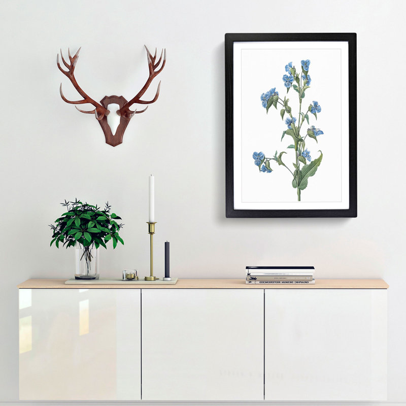 Blue Dayflowers by Pierre-Joseph Redoute - Picture Frame Art Print, 48cm H x 36cm W x 2cm D, Black Framed