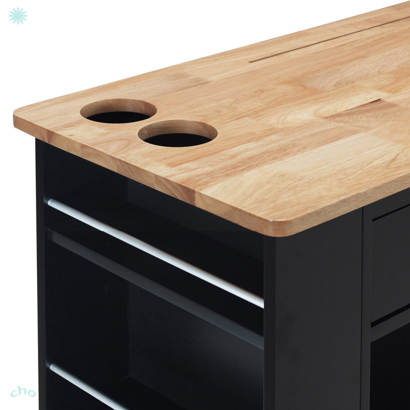 Jahoda Kitchen Cart Kitchen Island for Dining Room, Black
