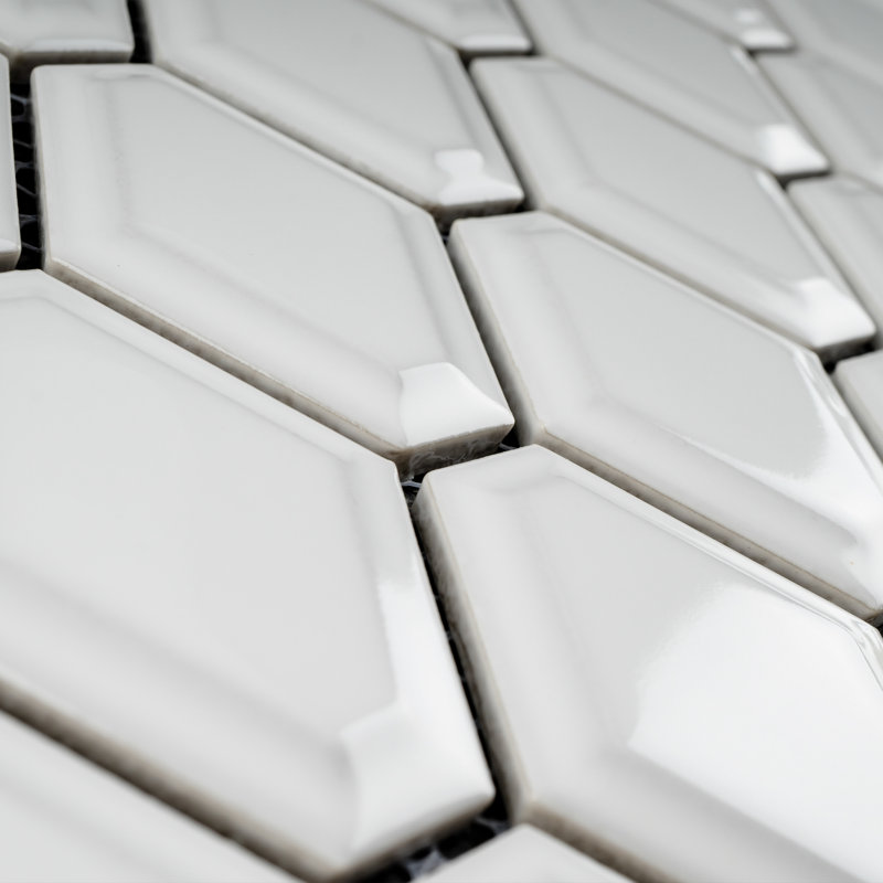 Carreau de mosaïque en porcelaine brillante 12,8 po x 9,85 po Porcetile