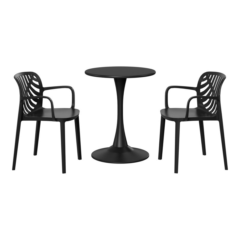 Ensemble repas d'extérieur rond, Noir