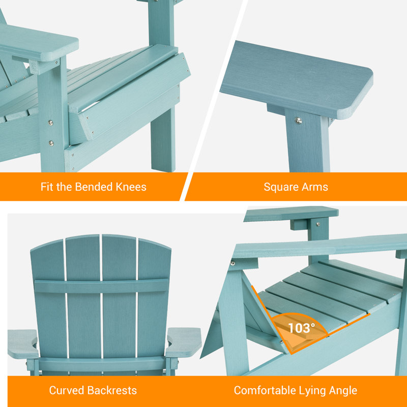 Bergenfield Patio Adirondack Chair HIPS Plastic Chair, Blue