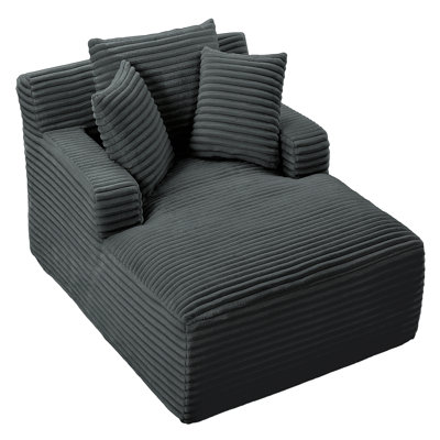 Oversized Chaise Lounge Chair Indoor, Corduroy Upholstered Modern Sofa Couch,No Assembly Required,Comfy Sleeper Sofa for Living Room,Office