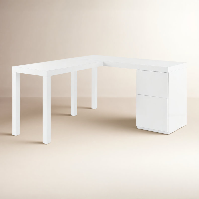 Tresero L-Desk, High Gloss White