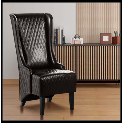Fauteuil d'appoint à dossier haut en similicuir de 23,03 po de largeur, fauteuil à oreilles haut confortable, fauteuil de salon avec pieds rembourrés et en bois doux, fauteuil d'appoint moderne pour le salon, la chambre à coucher
