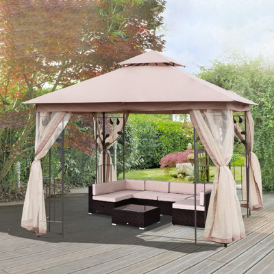 Pavillon de jardin permanent en métal l 10 pi L 10 pi. D Pavillon de jardin