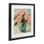 Roses roses dans un vase vert, reproduction sous verre, conception de Gina Kelly