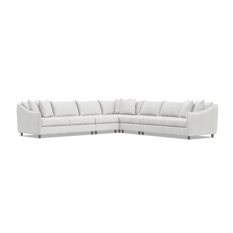Joli Sectional, White Polyester, Greige, 32.5" H x 137.5" W x 137.5" D