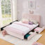 Lit tapissier pour enfants avec tête de lit surdimensionnée, lumière DEL et 4 tiroirs de rangement, tissu Boucle-1604488129-1604487738
