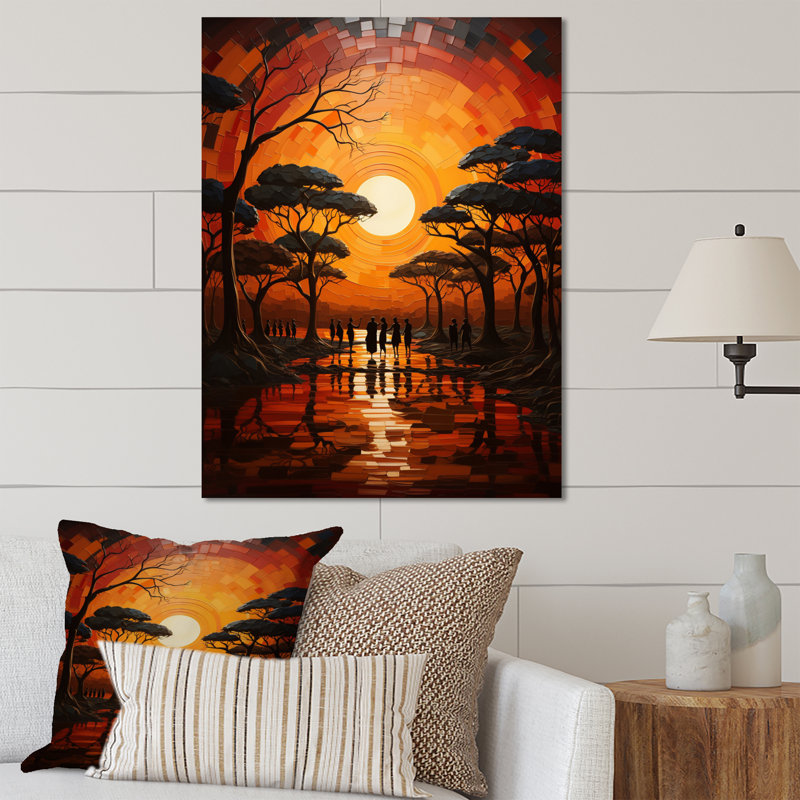 African Savannah Melody I - Art mural africain en métal, salon, H 20 po x l 12 po x P 1 po