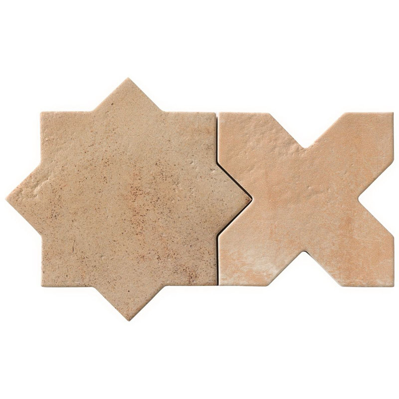 Parma Star and Cross 6" Terracotta Look Porcelain Floor and Wall Tile   , Cotto