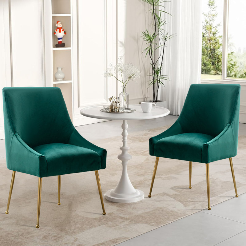 Chaise d'appoint rembourrée en velours avec pieds dorés , Vert