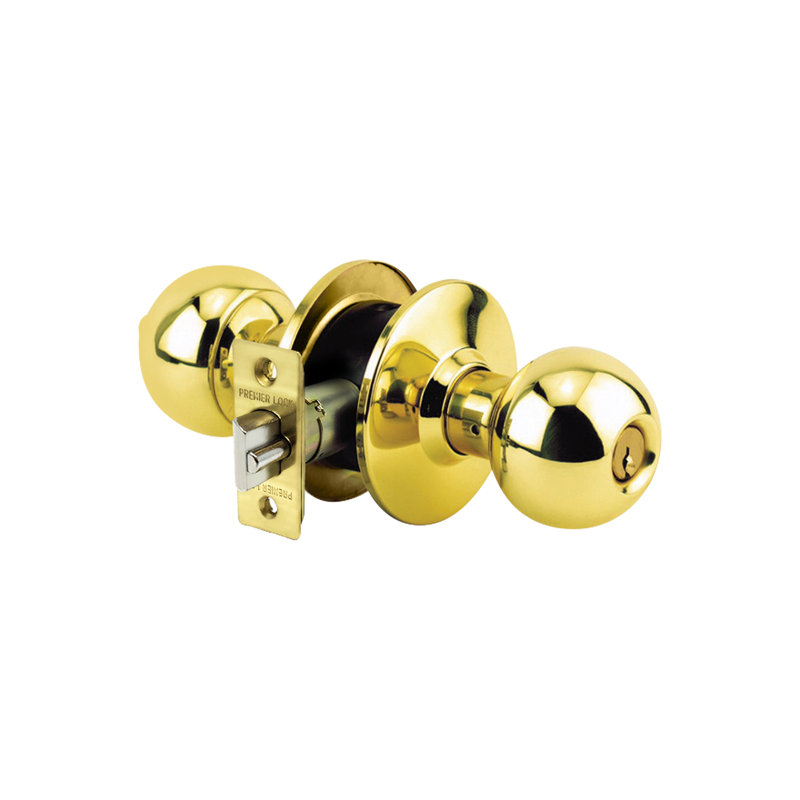 Knobs With Deadbolt Reversible Entry Set, Gold