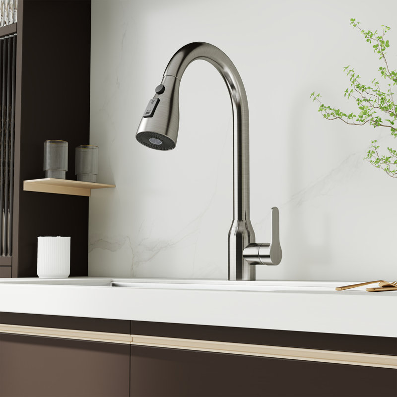 Single Handle Pull Down Kitchen Faucet, Silver