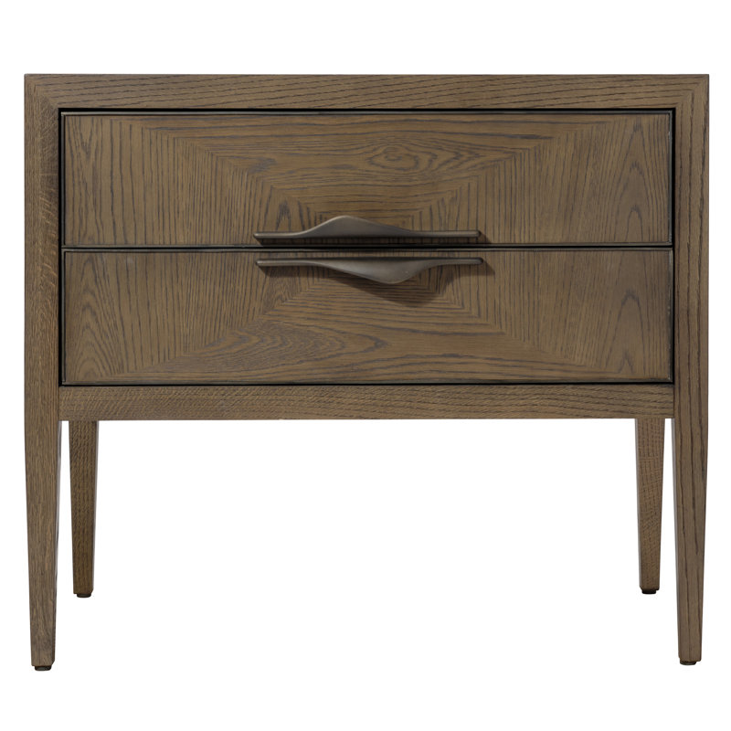 Landmark 2 - Drawer Solid Wood Nightstand, Brown Sugar Oak