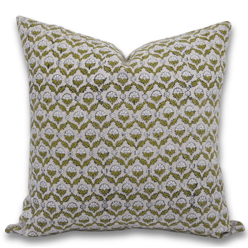 Linen Pillow Cover, Green, Square, 14" x 14"