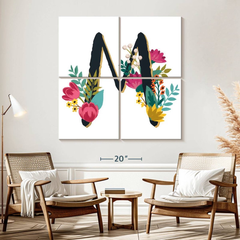 Keiri romantique luxe monogramme M noir, H 57 po x l 57 po