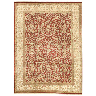 Tapis beige et vin noué à la main de haute qualité