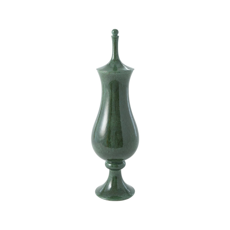 Handmade Ceramic Jar, Emerald, 28" H x 7.5" W x 7.5" D
