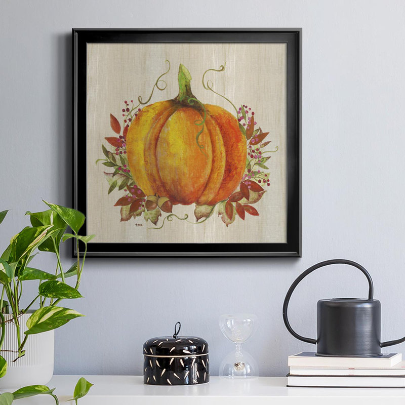 «Pumpkin in Fall», peinture sur toile encadrée, Noir, H 30,5 po x l 30,5 po x P 1,5 po