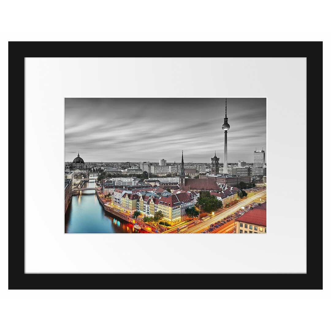 Berlin Stadtpanorama Gerahmter Fotokunstdruck