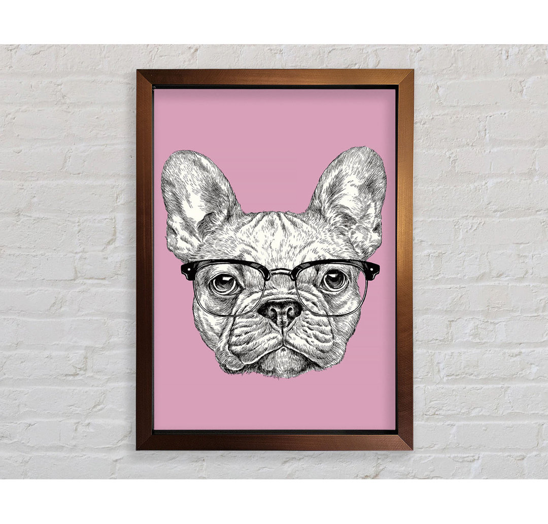 Französische Bulldogge mit Brille Gerahmter Druck Wandkunst