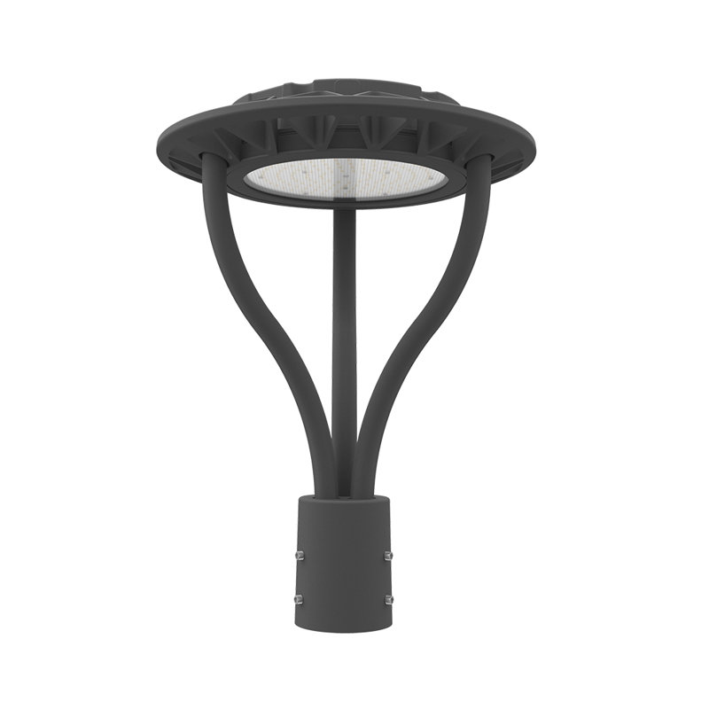120-277v Led Post Top Light With Photocell, 0-10v Dimmable, 150/100/70w Adjustable Watt & Cct 5000/4000/3000k, Black 1 Pack 