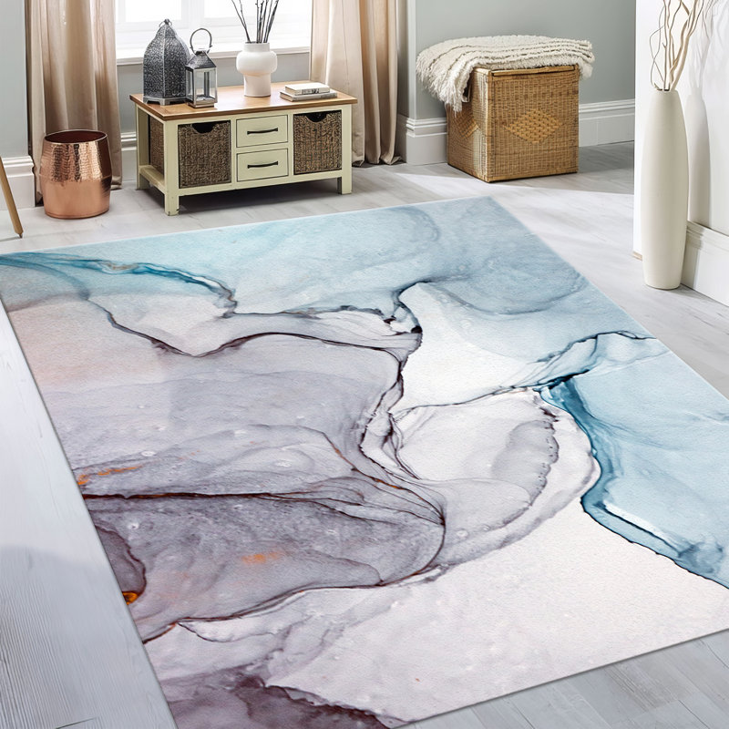Floral Elegance Non-Woven Thin Type Printed Rug with Intricate Design Perfect for Living Room and Bedroom Decor