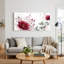 Tableau sur toile aquarelle avec fleurs rouges et feuilles vertes-1539163217
