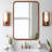 Arc-Cornered Wall Mirror with Wooden Frame-748454364-752068858